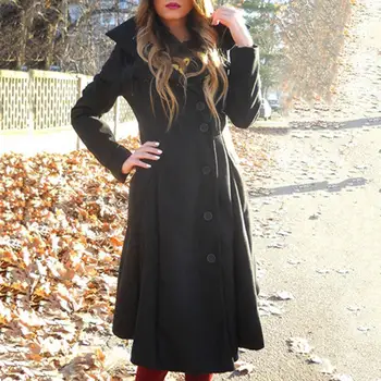 Женская куртка с капюшоном, зимняя застежка на пуговицы, Женский длинный рукав с рюшами, лацкан, Асимметричный плиссированный подол, элегантное пальто, верхняя одежда