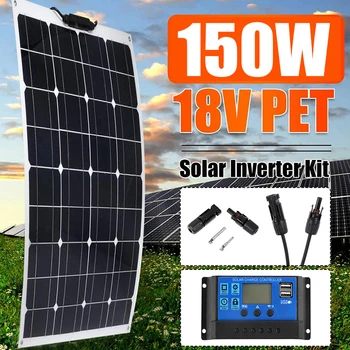 Гибкая Солнечная Панель 150 Вт С Двойным USB Выходом Солнечные Батареи Водонепроницаемый Контроллер 10A/20A/30A/40A/50A/60A для Зарядного устройства 12V/24V