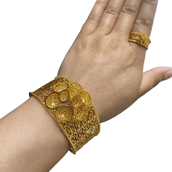 Подарки для свадебного банкета для девочек, Африканские браслеты-манжеты с кольцами, Гавайский Индийский Женский браслет с регулируемым шармом, Позолоченный браслет Оптом