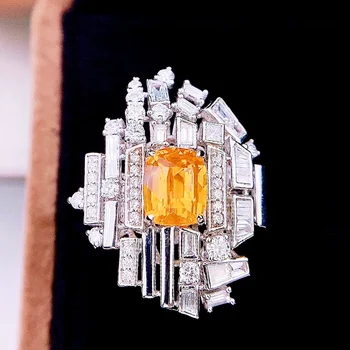 Кольцо с оранжевым сапфиром HJY EGL 2,02 карата из настоящего Золота 18 карат, натуральный Неотапливаемый Оранжевый Сапфир, Драгоценный Камень Бриллианты, Женское Кольцо