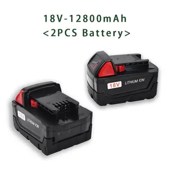 100% Original 18V 12800mAh Replacemet Lithium-ion  Batterie für Milwaukee Xc M18 M18B Cordless Werkzeuge Batterien + ladegerät